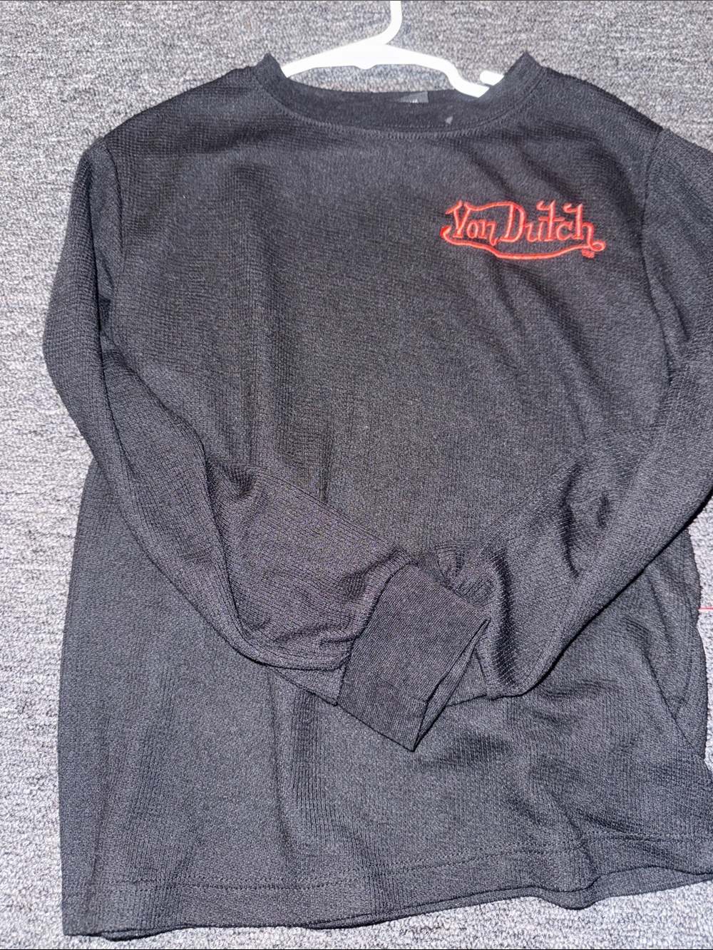 Von Dutch Black Long-Sleeve Top with Red Script